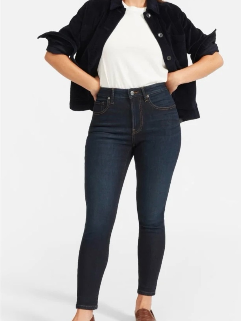 Everlane High-Rise Dark Wash Skinny Jeans